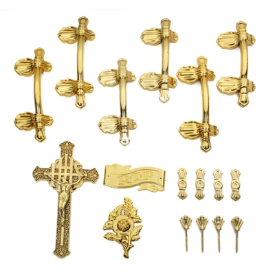 Manufacturers Supply European Style Gold Plated Funeral Supplies Handle Casket Decorations Plastic Coffin Corner Accessories