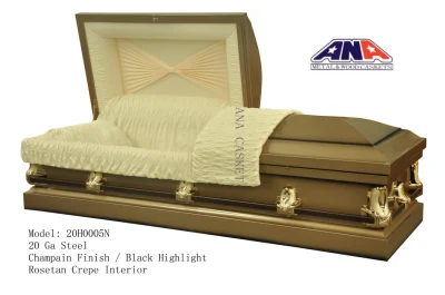 Ana 20ga Steel Champain Finish Funeral Metal Casket