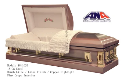 Ana 18ga Lilac Finish Steel Casket for Funeral Supply